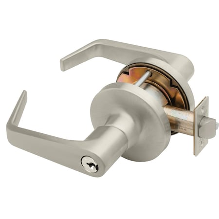 Falcon Grade 1 Storeroom Cylindrical Lock, Key in Lever Cylinder, Dane Lever, Standard Rose, Satin Nickel P T581PD D 619